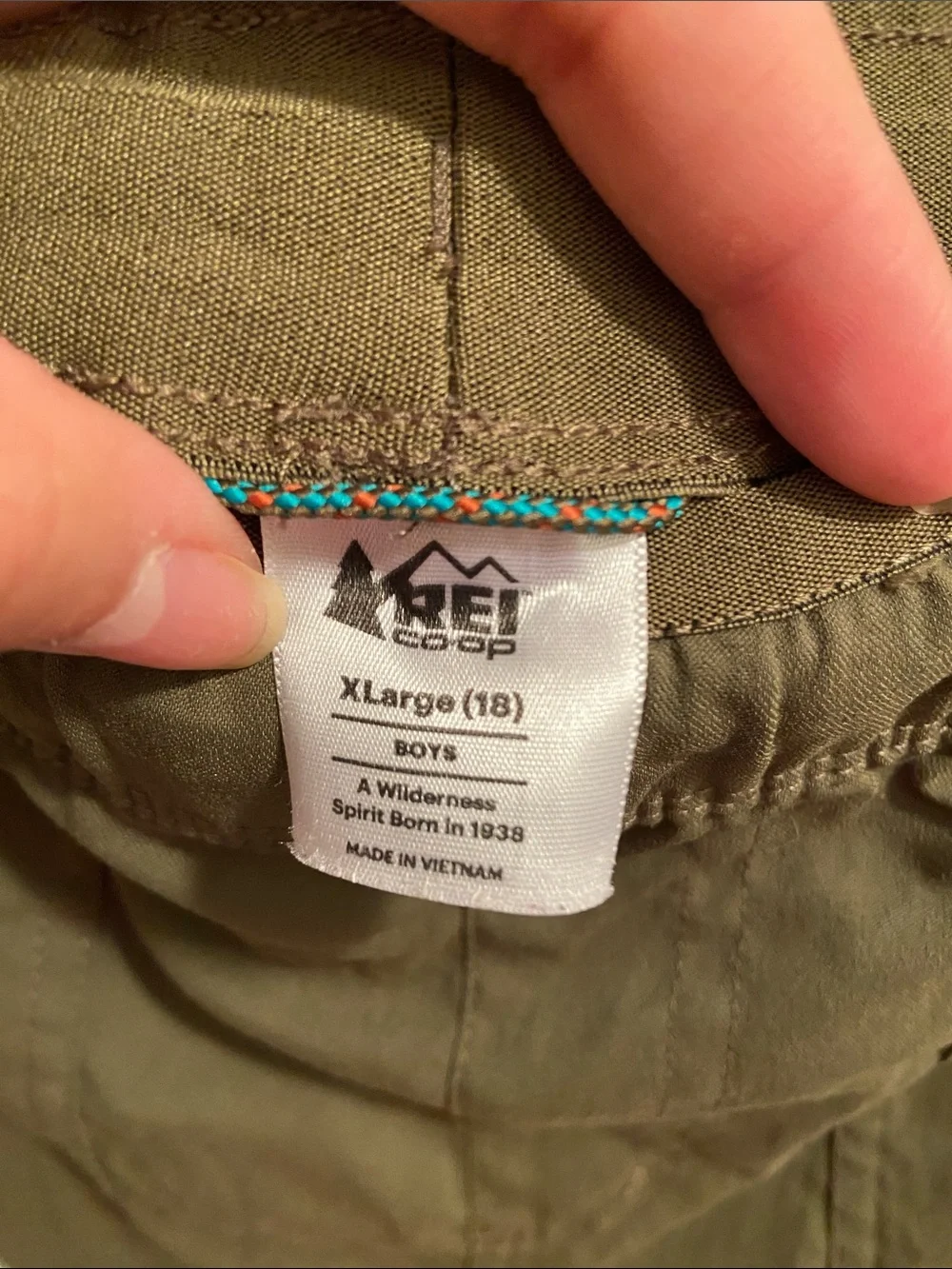 REI Olive Green Kids Cargo Pants with Elastic Waist